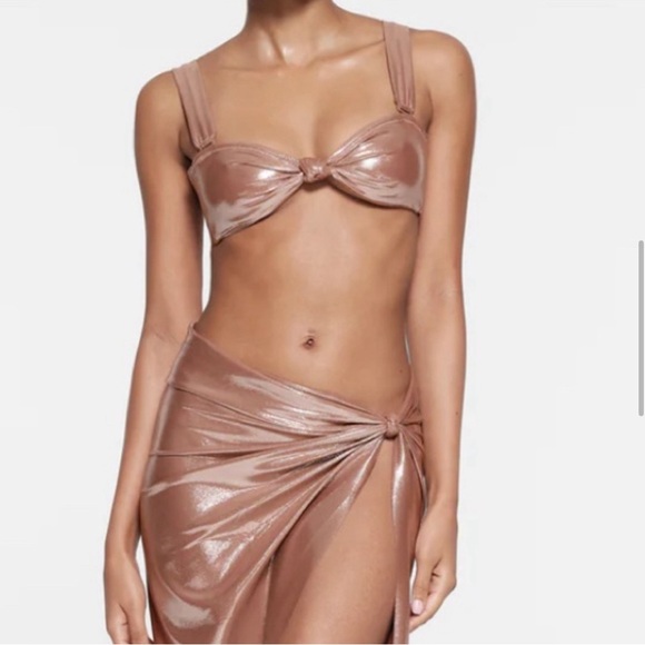 NWT Skims Liquid Shine Bikini Bandeau Swim Top Cinnamon Size 4x - Picture 1 of 7